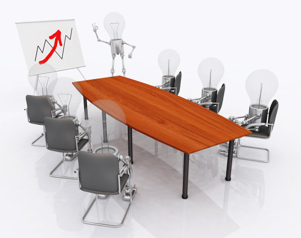 有会议桌和灯泡图的业务介绍图片下载