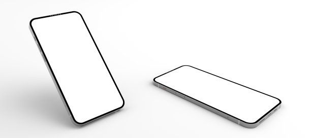 3D效果图智能手机白屏幕白地板，手机躺在地上。智能手机白屏可用于商业广告，隔离白屏背景。图片下载