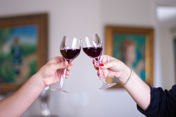 两个人用红酒敬酒图片下载