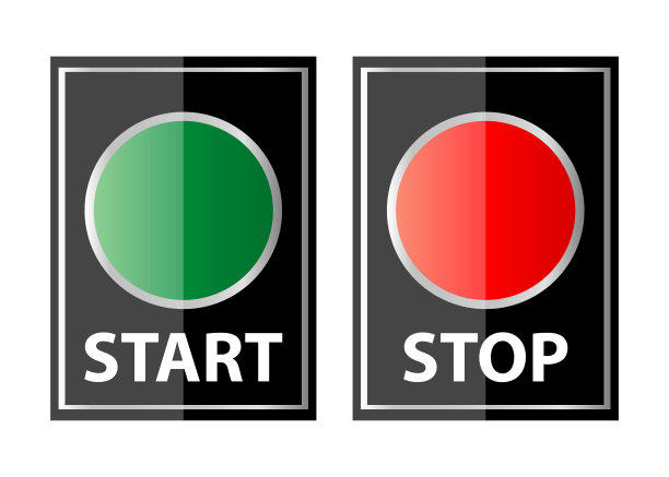 启动和停止按钮。特写镜头。矢量图像。白色背景上的孤立物体。纹理。图片下载