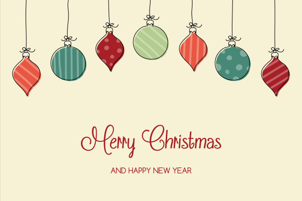 以祝福为背景的圣诞球。圣诞贺卡。向量图片下载