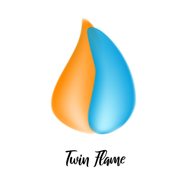 橙色和蓝色的火焰。双生子火焰的概念。矢量插图在白色背景的网站和更多图片下载