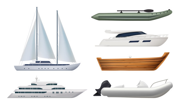帆船。远洋运输船游艇为旅行者体面的矢量船逼真的图片图片下载