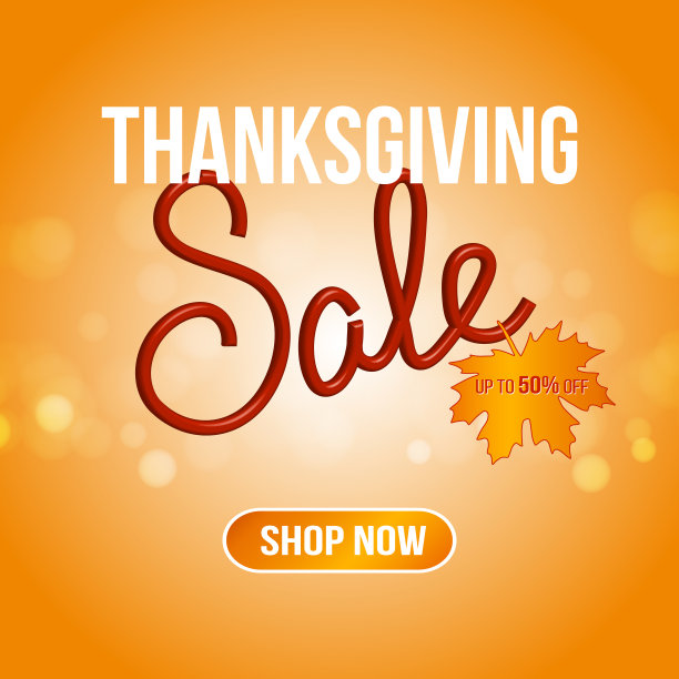 感恩节快乐促销横幅。在线购物。矢量图图片下载