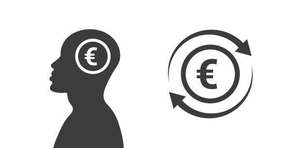 钱想的迹象。欧元的图标。钱投资图标。矢量图图片下载