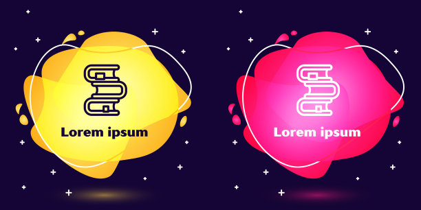 设置线书图标孤立在蓝色背景上图片下载