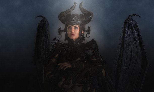 黑魔法女王在夜间3d插图图片下载