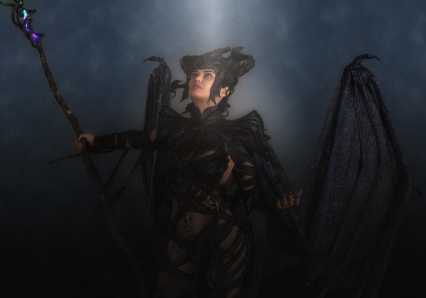 黑魔法女王在夜间3d插图图片下载