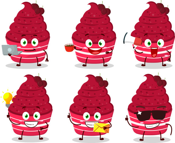 冰淇淋覆盆子杯卡通人物图片下载