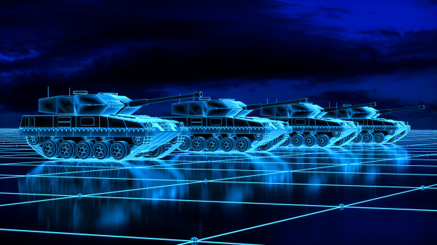 数码世界中的霓虹灯坦克(3d渲染)图片下载