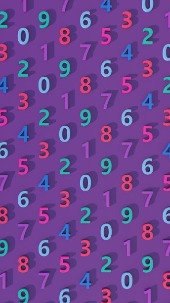 彩色数字模式。紫色的背景。抽象垂直插图，3d渲染。图片下载