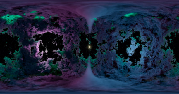 3 d渲染。空间背景星云和恒星。环境360 HDRI地图。等边投影，球面全景。图片下载