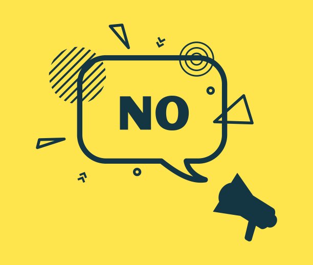 没有平坦风格的黑色边框横幅。简单的标签与短的短语在黄色背景。带有不一致文本和抽象几何形状的演讲气泡。向量卡说明图片下载