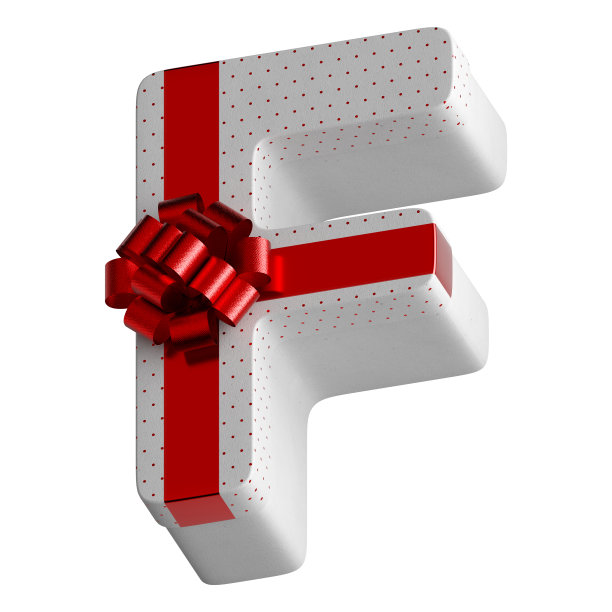 字母信礼品盒包装在白色的纸豪华红色蝴蝶结孤立在白色的背景。图片下载