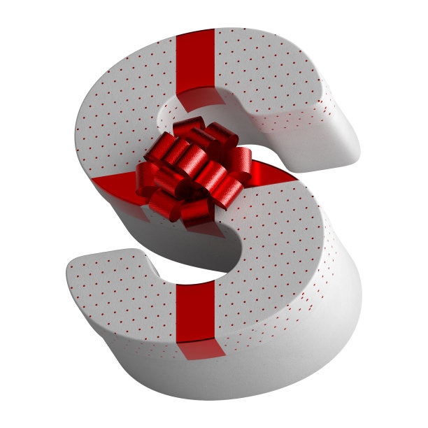 字母信礼品盒包装在白色的纸豪华红色蝴蝶结孤立在白色的背景。图片下载