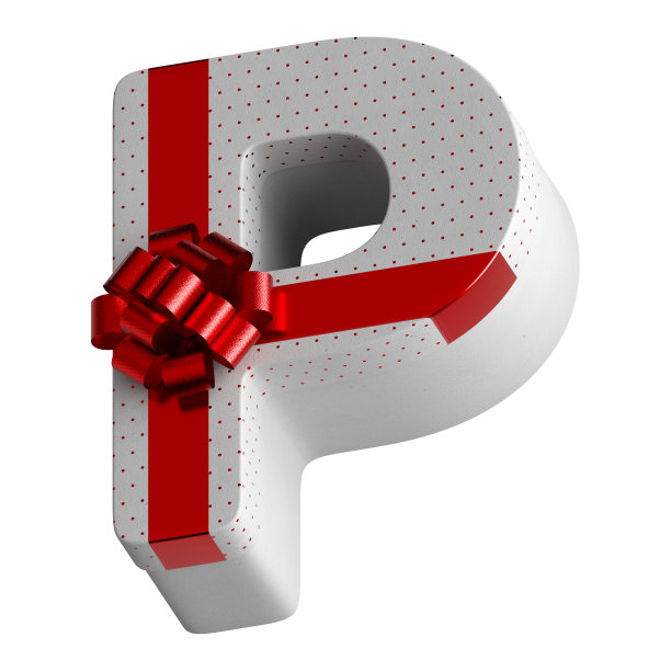 字母信礼品盒包装在白色的纸豪华红色蝴蝶结孤立在白色的背景。图片下载