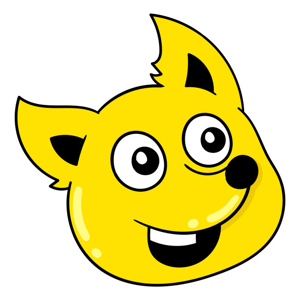 黄色黄鼠狼动物头微笑友好，矢量插图卡通表情。涂鸦画图标图片下载