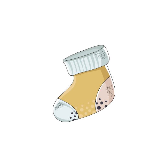 婴儿袜子孤立在白色背景上。祝福可爱的明信片。矢量插图。手绘图片下载