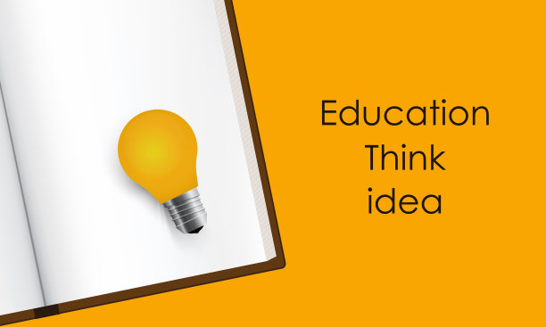 灯泡和书籍矢量插图的黄色背景。图片下载