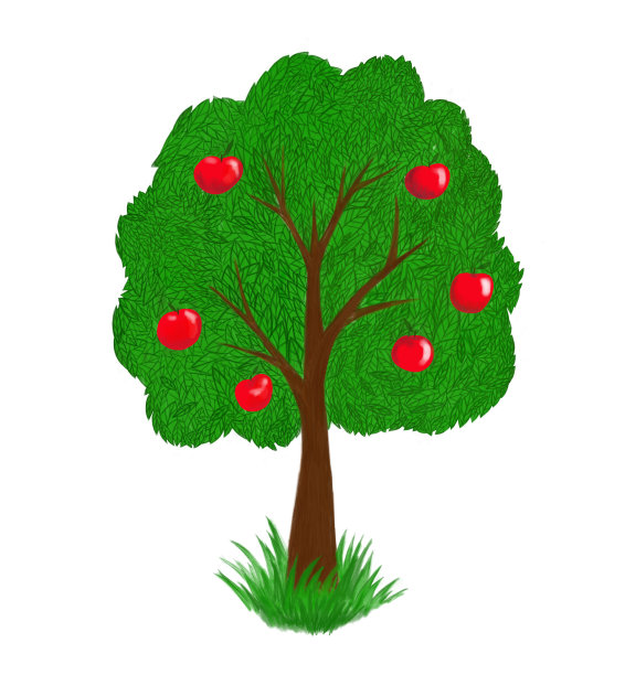 树第四季手绘插图图片下载