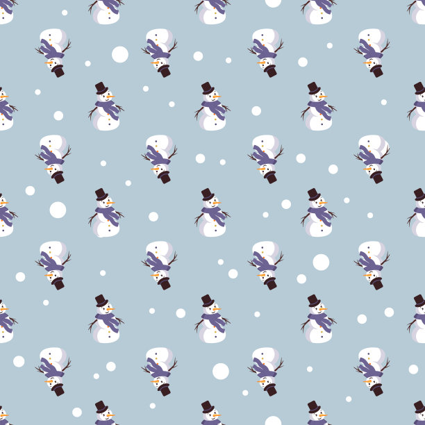 无缝图案与可爱微笑的雪人图片下载