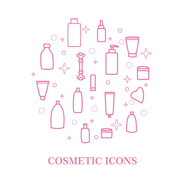 化妆品图标包。向量美图标与极简主义概念线风格。适合您的项目。图片下载