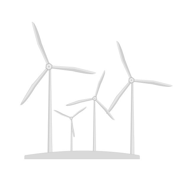 风力涡轮机被隔离在白色背景下。用于发电的风车组。图片下载