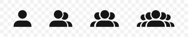 人图标集。群人。人类或用户黑色剪影。图片下载