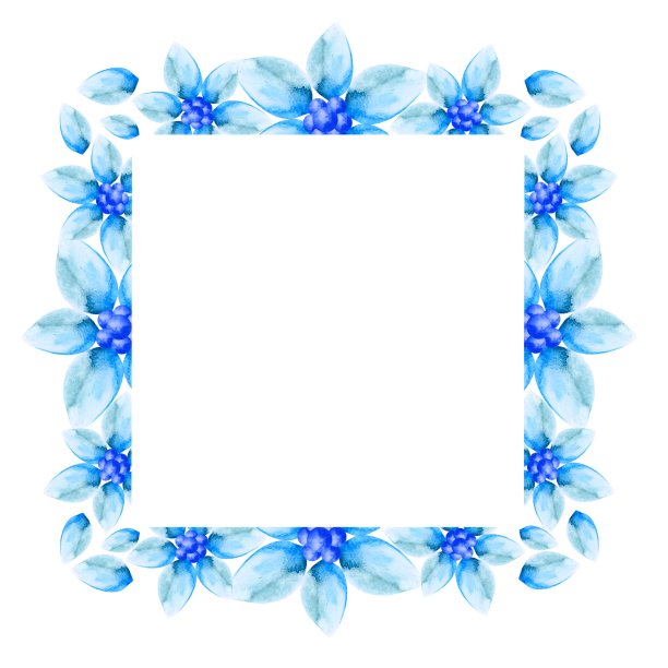 水彩蓝色花卉框架模板图片下载