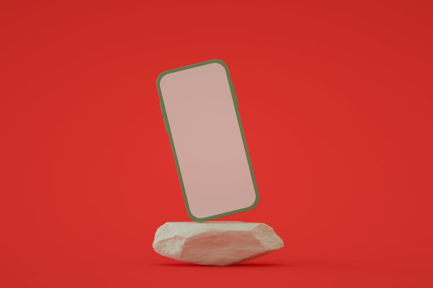 黑屏智能手机，最小的新年圣诞概念，红色背景图片下载