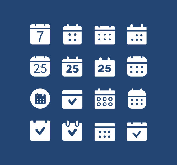 日历向量线图标集图片下载
