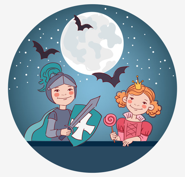 可爱的孩子们穿着狂欢节的服装。矢量插图。穿着狂欢节服装的孩子们。矢量插图。孩子们穿着万圣节的服装图片下载