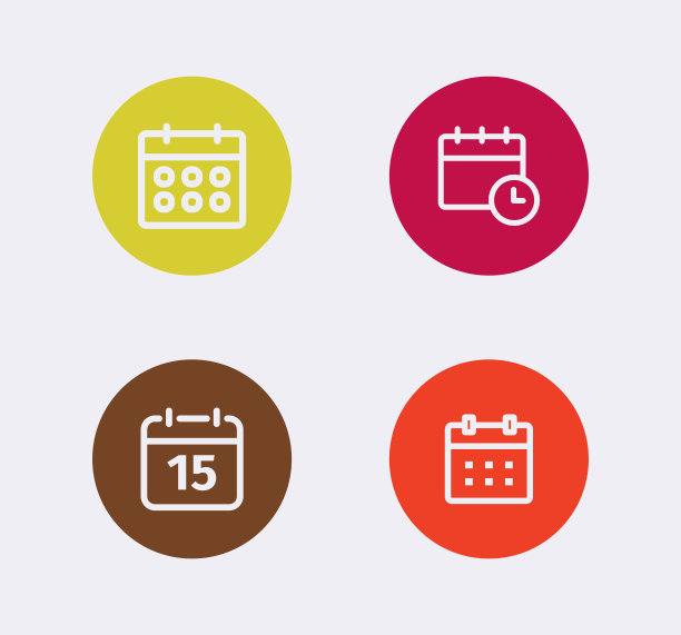 日历向量线图标集图片下载