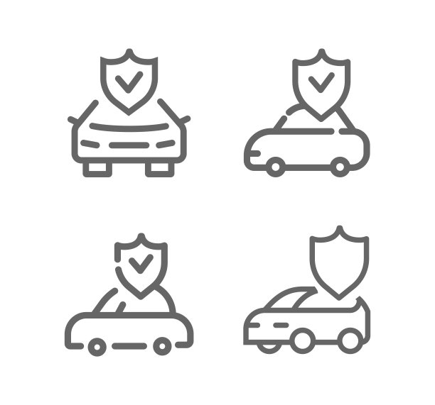汽车保险矢量图标集。车保护图片下载