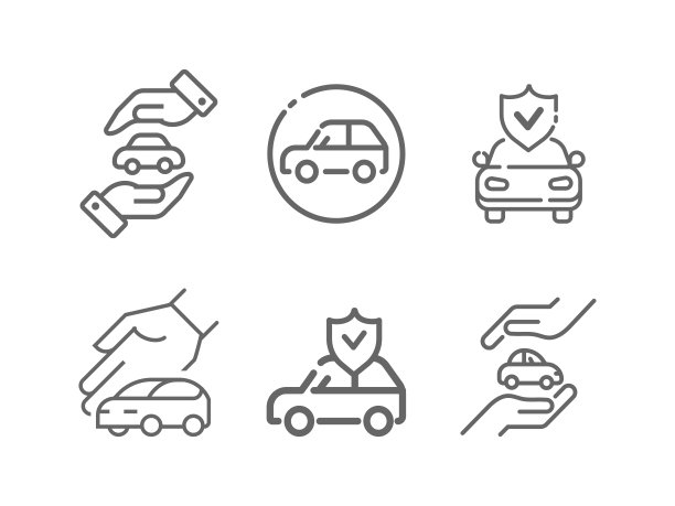 汽车保险矢量图标集。车保护图片下载
