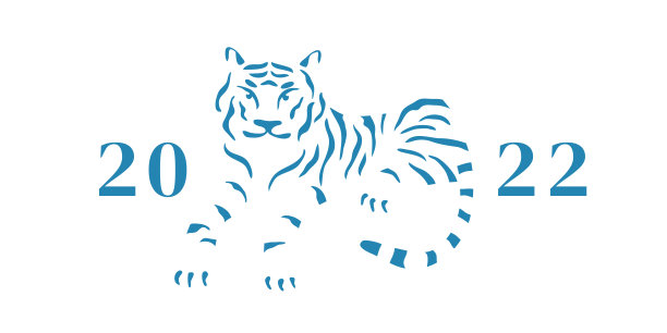 向量插图的蓝色老虎符号新的2022年图片下载