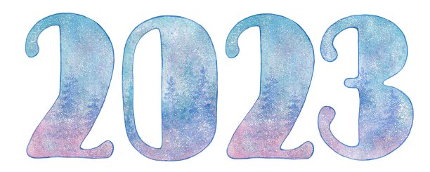 数字2022，水彩字体图片下载