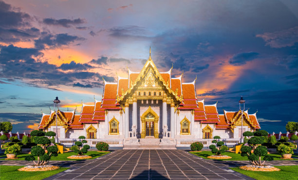 曼谷大理石寺庙，泰国，曼谷，惊人的泰国旅游景点大理石寺庙图片下载