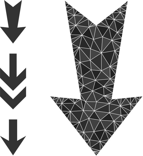 低多边形箭头向下图标奖金图标图片下载