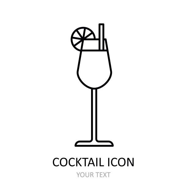 矢量插图与鸡尾酒图标。轮廓图。图片下载