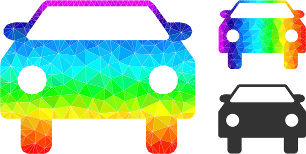 低poly汽车图标与光谱梯度图片下载