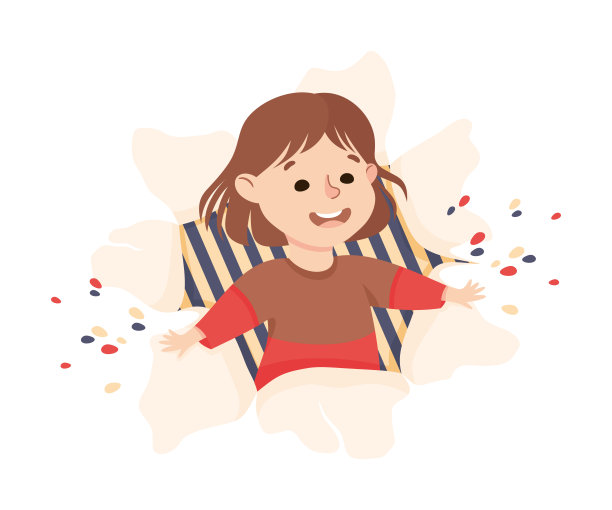 开朗的女孩通过撕裂的纸洞与五彩纸屑爆炸矢量插图图片下载