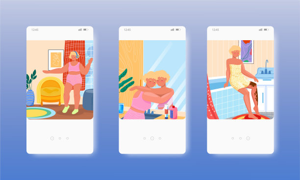 加上大小女人。自爱。自尊。移动应用程序屏幕，矢量网站横幅模板。UI，网站设计。图片下载