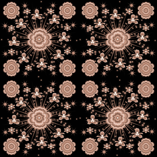 深褐色花花无缝模式图片下载