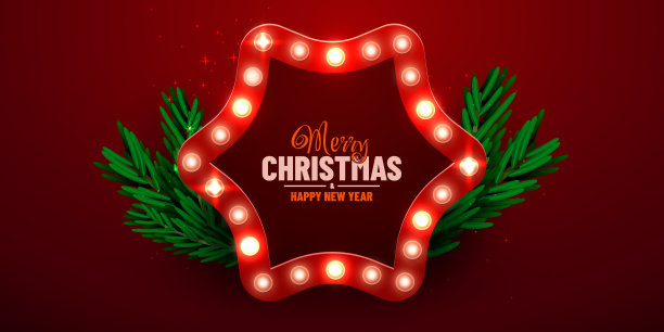 圣诞节明亮的背景。复古圣诞灯标志。图片下载