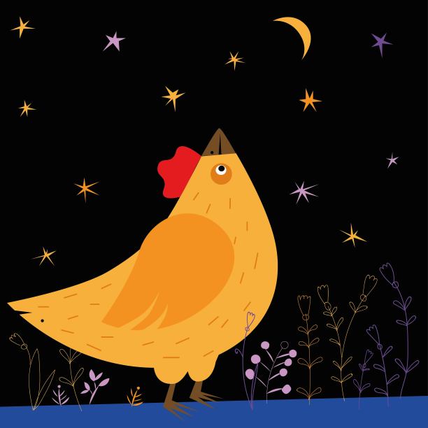 鸡看着夜空中的月亮图片下载