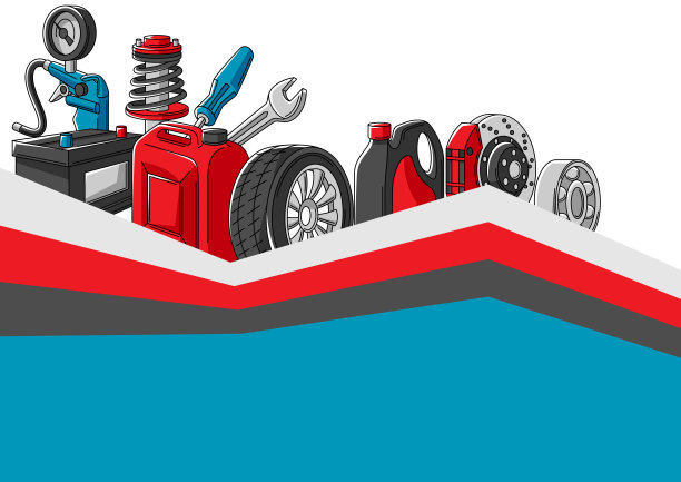 汽车服务说明。汽车维修中心概念广告用运输物品。图片下载