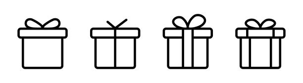 套圣诞礼物图标在线风格，网络图标图片下载