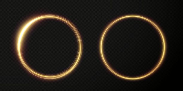 光金色的旋转。曲线光效果的金色线条。明亮的金色圆。轻金踏板，讲台，平台，桌子。向量PNG图片下载