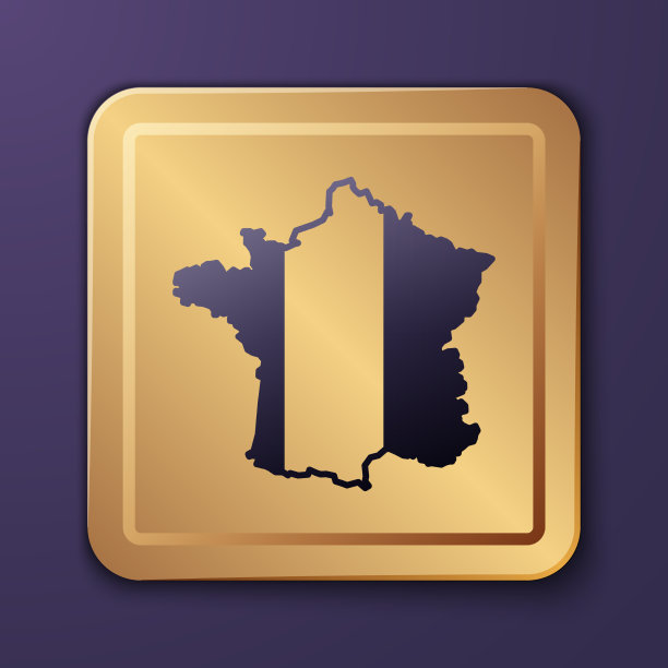 紫色地图的法国图标孤立在紫色图片下载